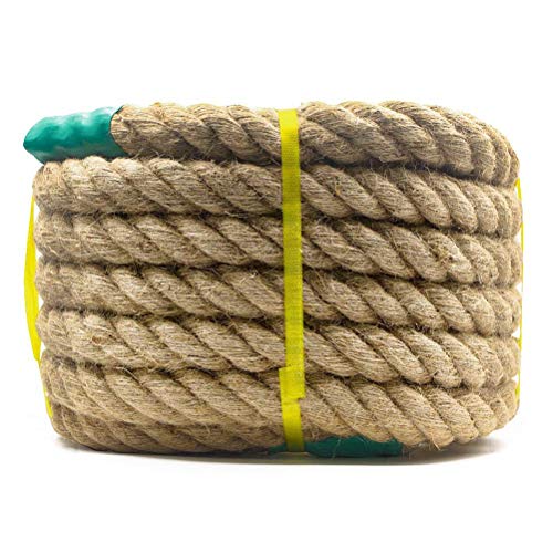 Aoneky Jute Rope - 1.18/1.5 Inch Twisted Hemp Rope For Crafts, Climbing, Anchor, Hammock, Nautical, Cat Scratching Post, Tug Of War, Decorate (1 1/5 Inch X 96 Feet) #TOP1