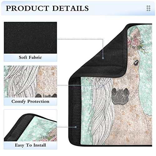 Cute Horse With Flowers Fairytale Seat Belt Covers Soft Comfort Seatbelt Cover Cushion Universal Shoulder Pads Car Seat Straps For Children Baby Girl Boy Toddler 2-Pack Protect Neck #TOP3
