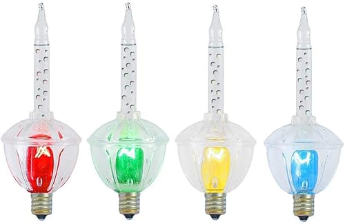 Miniatura 15 de Novelty Lights Juego de luces de burbujas tradicionales, 8 pies, 8 bombillas rojas/azul/naranja/verde con bases multicolores, bombillas E12/C7 de 5