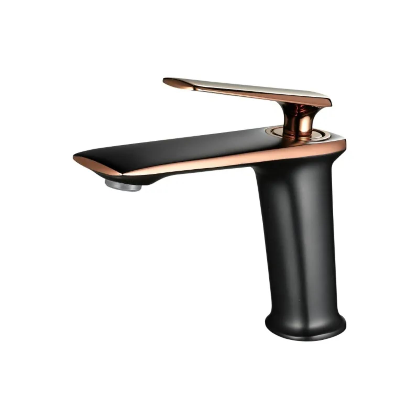Black Rose Gold Wash Basin Taps Bathroom Faucets Hot Cold Water Sink Tap Mixer (Black-Rose Gold)