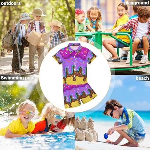 Image of Boccsty Red Strawberry Boy Summer Shorts Sets Hawaiian Toddler Boys T-Shirt & Pants 2 Pcs 3T-10T