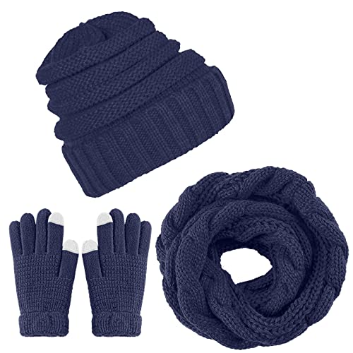4in1 Winter Set Damen - Mütze Schal Handschuhe Socken Mit Touchscreen