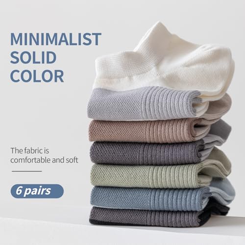 Mottee&Zconia Men's Low Cut Ankle Socks Comfy Mesh Top Anti Skid Cotton Little Tab at Back Socks 6 Pack (8-11)3