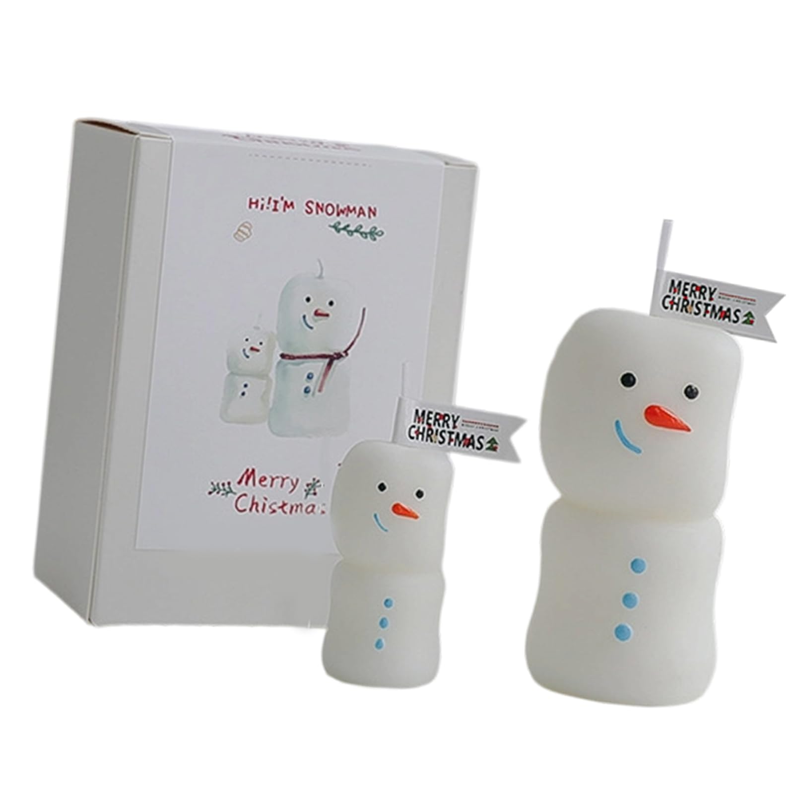 carotoe Christmas Soybean Wax Snowman 2Pcs Holiday Atmospheres Safe Home Fragrances Decorative Storage Solution Snowman Holiday Set