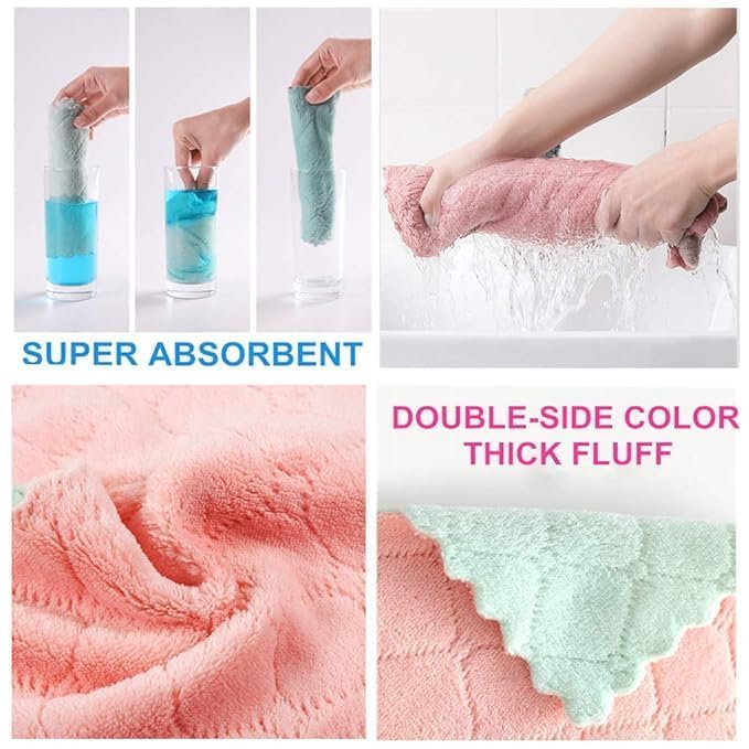 Image of Kitchen Cloth Dish Towels, Microfiber Cleaning Cloth Double-Sided Dish Drying Towel Reusable for House Furniture Table Kitchen Dish Window Glasses 9.85X9.85in (20 PIS)