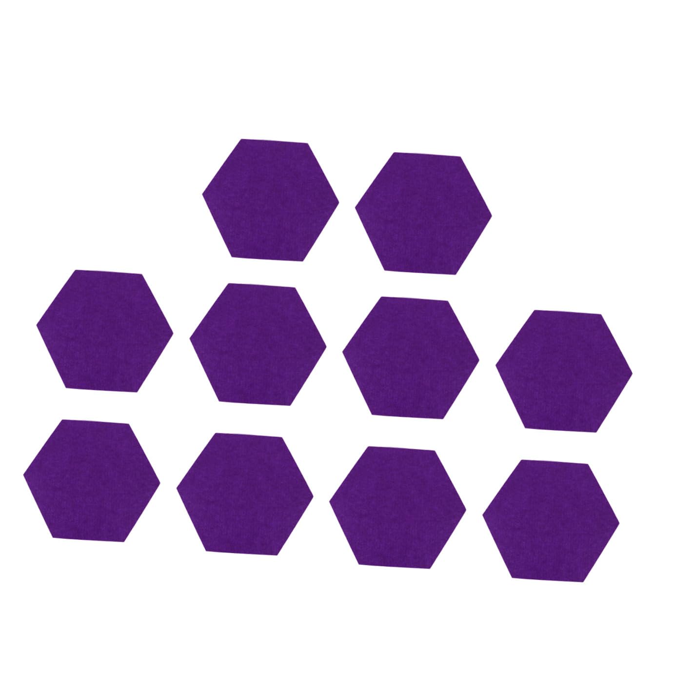 Uonlytech 10 Stück Sechseckige Filz Pinnwände Violett für Zuhause mit Fotoanzeige und Selbstklebender Rückseite im Modernen Einfachen Design