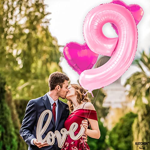 Image of KatchOn, Giant Light Pink Number 9 Balloon - 40 Inch | Foil 9 Birthday Balloon for 9th Birthday Decorations | 9th Anniversary Decoration | Pink Party Decoration