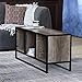 Household Essentials Jamestown TV Stand Coffee Table with Square Cube Storage Compartments Ashwood Rustic Wood Grain and Black Metal