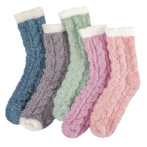 Image of Clothirily Fuzzy Socks for Women, Fluffy Socks Womens, Soft Cozy Slipper Sock for Women, Womens Winter Warm Sleeping Sock