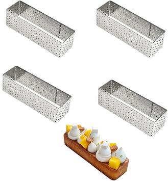 Paslanmaz  elik Dikd rtgen Tart Y z k - 4l  Set, Is ya Dayan kl  Uzun K p k Kal b , Yeniden Kullan labilir Frans z Pastas  Pi irme Halkas ,  erit Tatl  ve Terrine i in Bula k Makinesinde