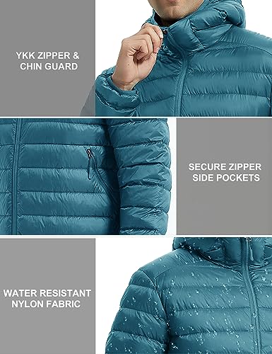 Image of Lesmart Men Down Jacket Puffer Winter Jacket with Hooded Packable Lightweight Windproof Insulated Warm Coat