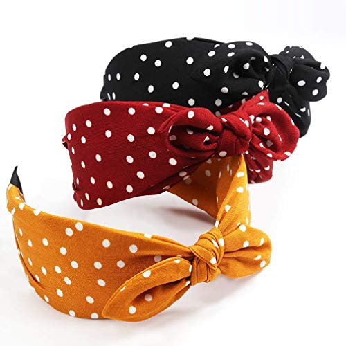 Bow Headbands For Women, Fashion Polka Dot Headbands With Rabbit Ears, Vintage Wide Bunny Headbands With Bow For Hair, Adjustable Size Hairbands Accessories Cintillos De Pelo Para Mujeres(5 Pcs) #TOP2