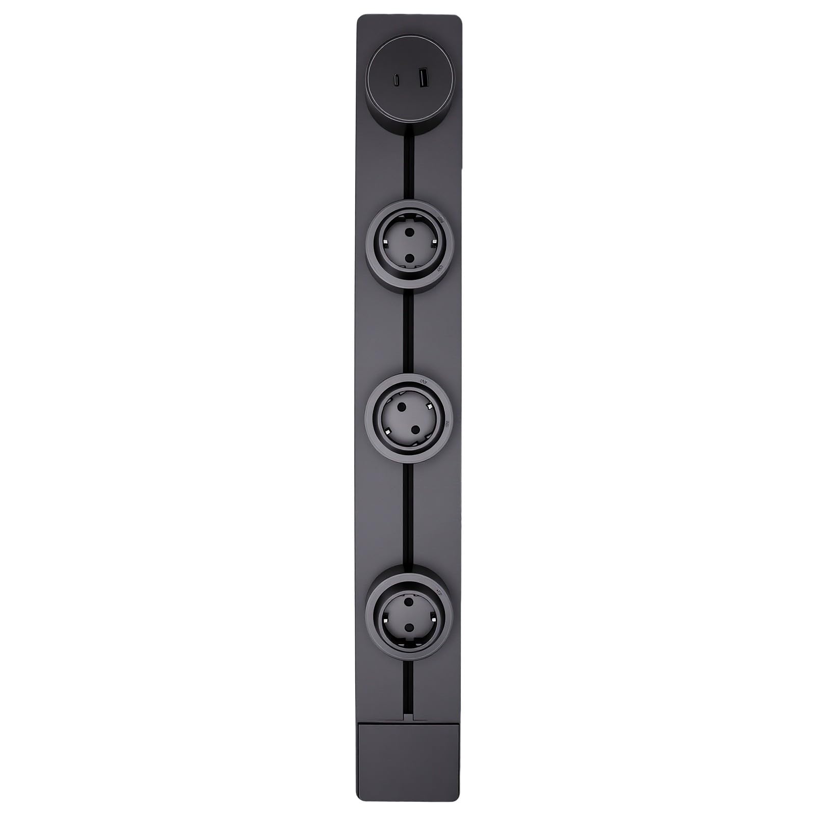 Bewinner Tomacorriente de Riel de 60 Cm Enchufe de 2 Clavijas Puerto USB A y C de Riel Adaptador Extraíble para el Hogar Cocina Oficina 10 W Luz Azul Gris Mate