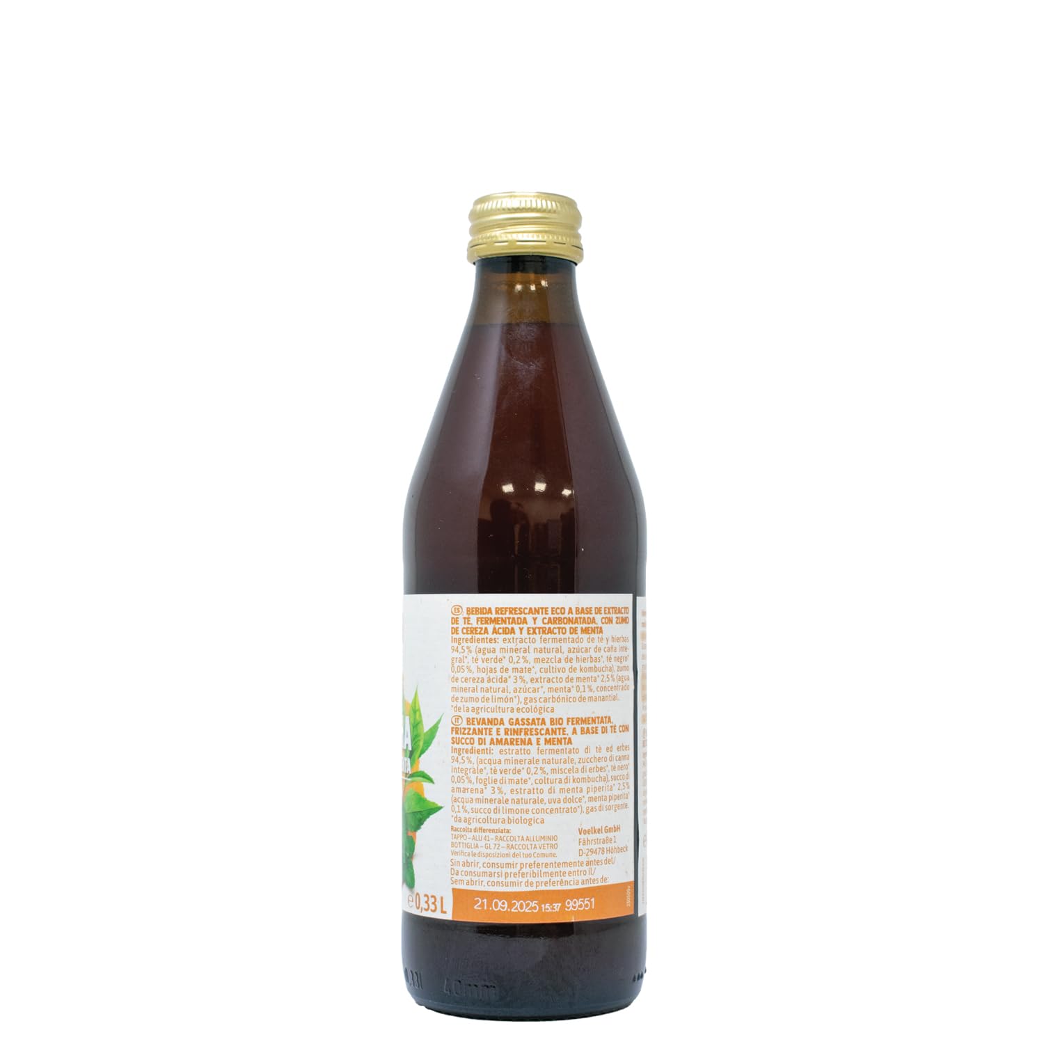 Voelkel Kombucha Cereza Y Menta Bio 330ml 6-pack