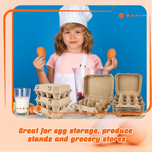 52 Pack Paper Egg Cartons Bulk 6 Count Natural Pulp Egg Containers 3 x 4 Style Square Chicken Cardboard Egg Tray Holder for Family Farm Market Chicken Farm Storing - Image 6