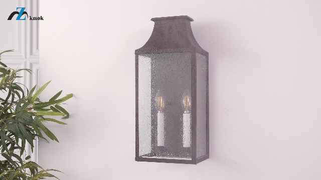 Image of 18 inchMedium Classic Outdoor Wall Lantern Light For House Exterior,Handcrafted Old Rust Metal Cage Mounted Pocket Wall Sconce W /Clear Tempered Glass,Waterproof for Porch, Patio, Garage&Front Door E12