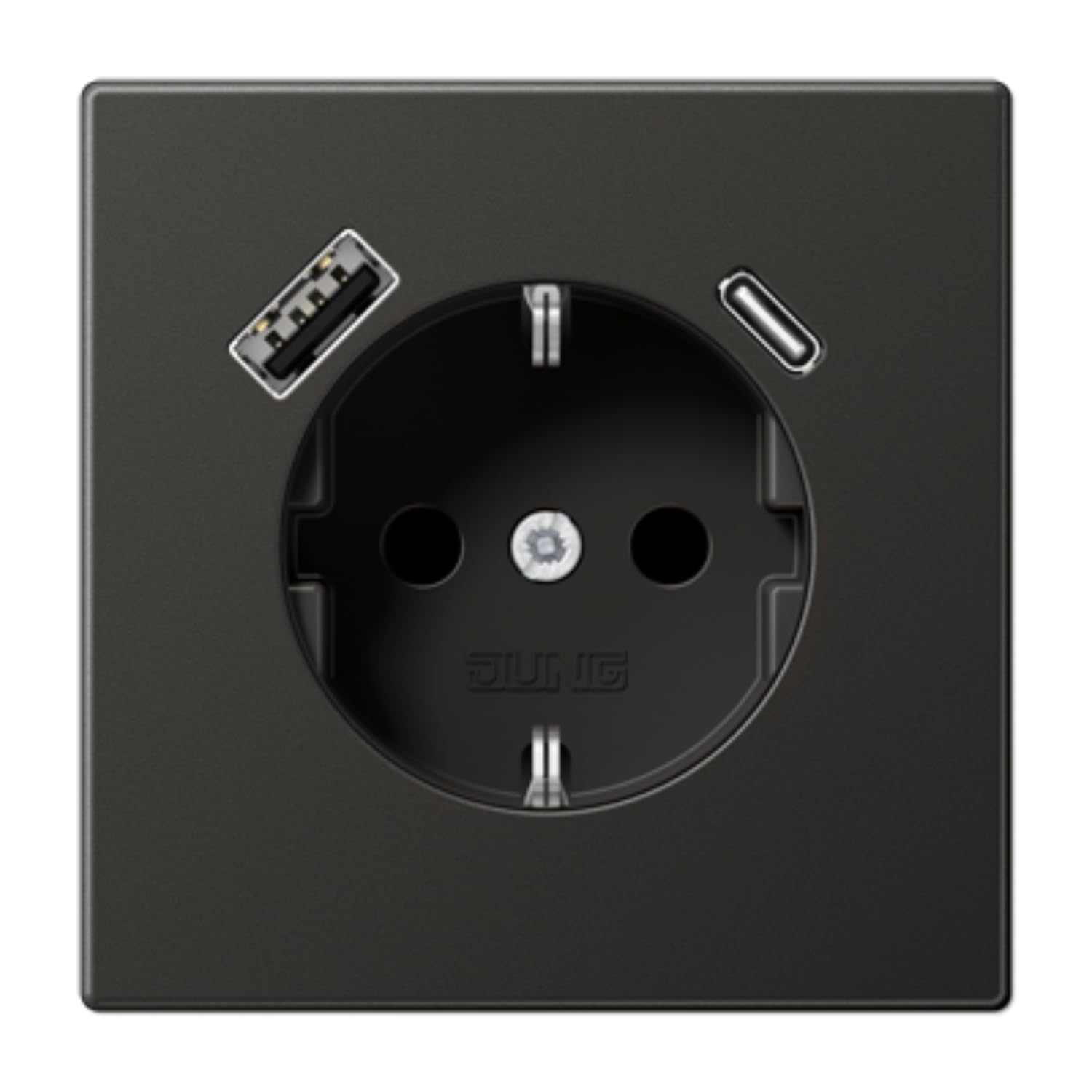 Prise USB-AC LS anthracite JUNG pour recharger votre smartphone au salon
