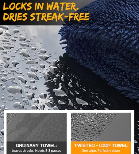 YeewayVeh 2-Pack Long-Reach Pro Drying Towels, 48"x32" Extra Large, Blue - image 4