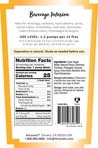 image for Amoretti - Spicy Pineapple Beverage Infusion - Drink Mix & Water Enhan