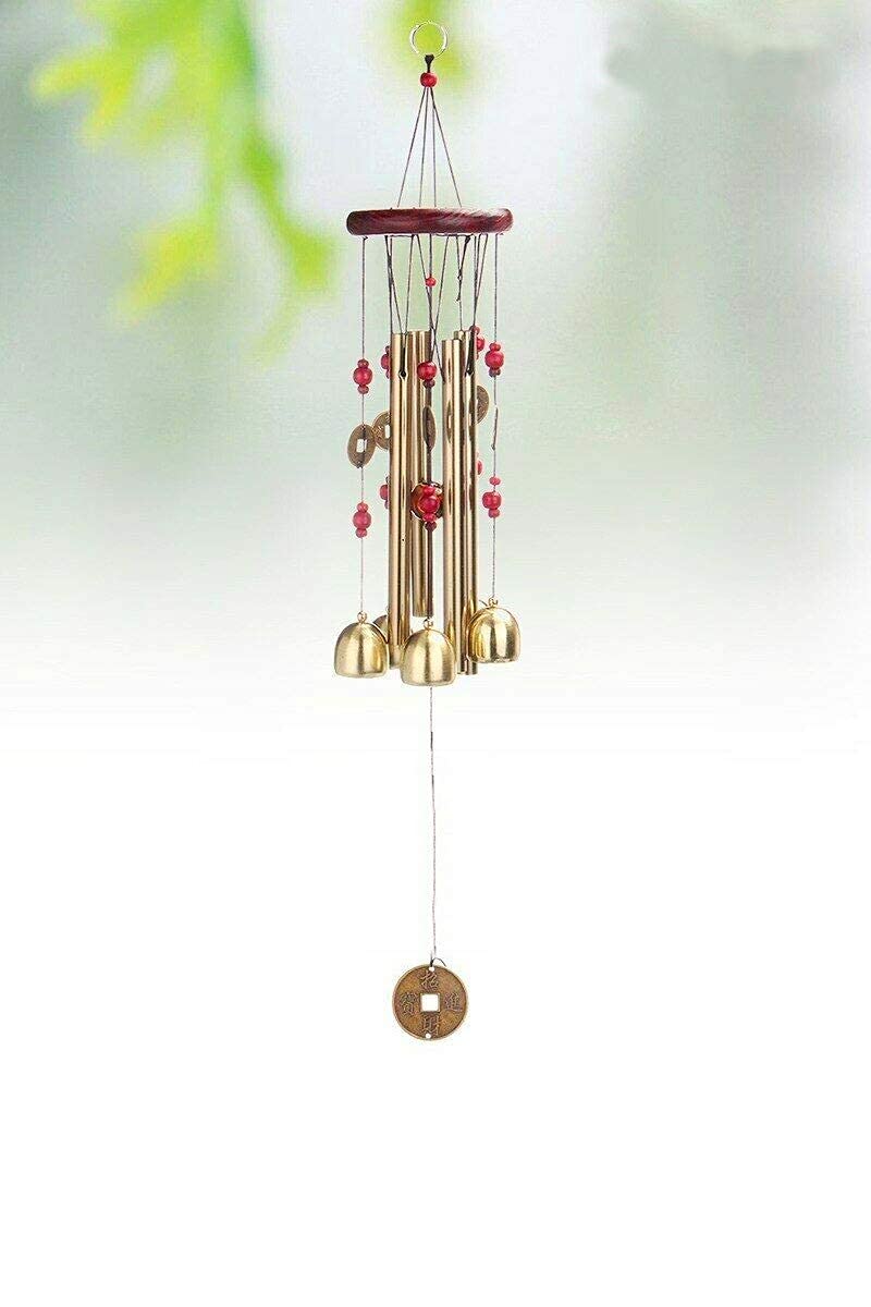 Synlark Wind Chimes with 4 Pipe and 5 Bells for Home Balcony Garden Positive Energy, Home Decor Hanging Gifts for Loved Ones 24 inch (4 Pipe 5 Bell)