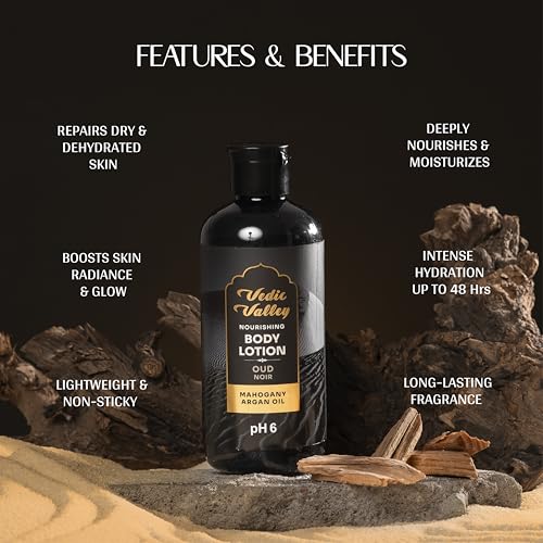 Image of VEDIC VALLEY Oud Noir Hair & Body Wash with Mahogany and Argan Oil | Paraben Free Body Wash for Men & Women Helps Reduce Hair Fall & Supports Healthy Growh | Brightens Skin, Nourishes & Moisturizes Formula | 300 ml