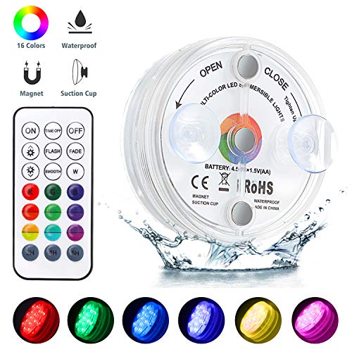 Unterwasser Licht, Macrimo IP68 Wasserdichtes Aquarium Led Beleuchtung, 13LED Farbwechsel Licht mit RF Fernbedienung, Poollampe für Swimmingpool, SPA, Vasenbasis, Aquarium, Teich