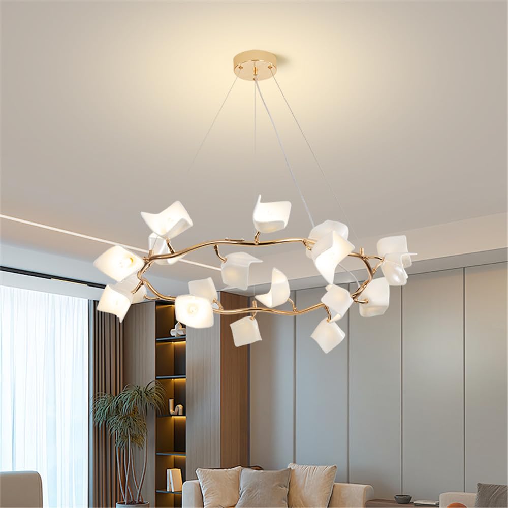 CSXSXAUO Contemporary Ceramic Living Room Chandelier LED Fashion Art Restaurant Bedroom Study Villa Hotel Cafe Bar Counter Pendent Lamp (D D80CM)