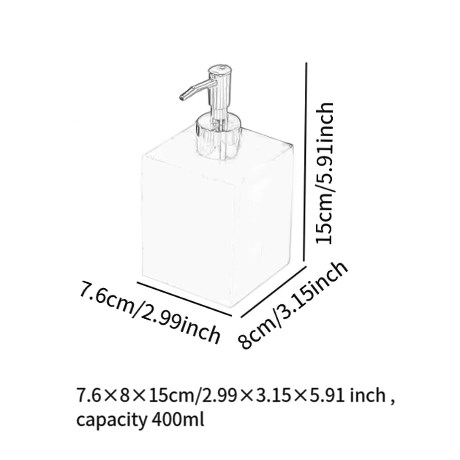 perfk Distributore di Sapone Liquido per Le Mani, distributore di Sapone con Texture in Marmo, distributore di Sapone in Resina da 400 ml, Contenitore per, Testa Argentata Bianca