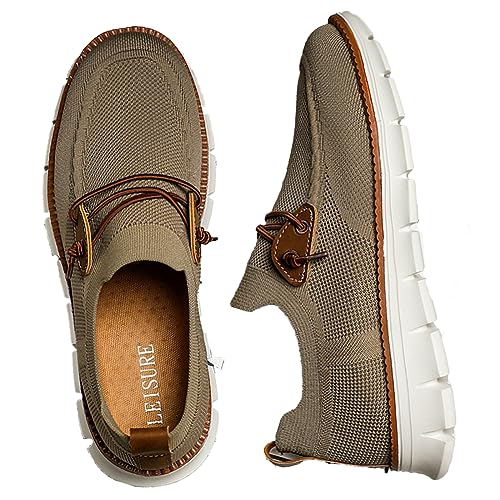 AMAZIDEAL Men's Knited Mesh Barefoot Shoes Casual Lace Up Walking Sneakers Comfortable Slip On Lightweight Breathable Driving Loafer2