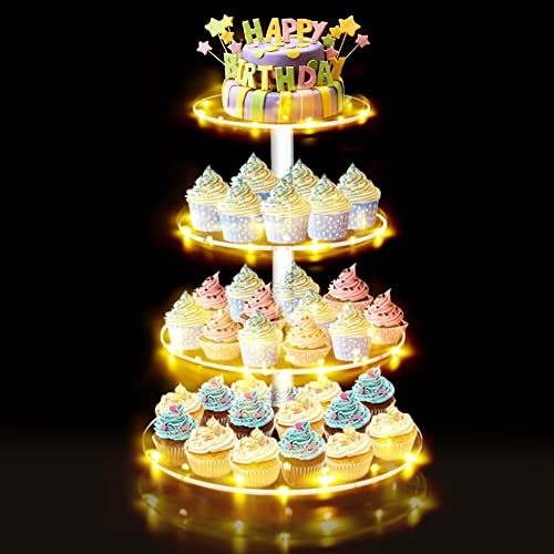 TreeGun Cupcake Ständer mit LED-Licht, Tortenständer 4 Etagen für 38...