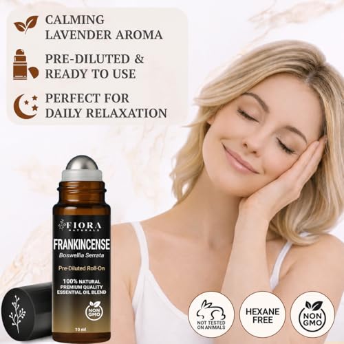 Image of Frankincense Roll On - Pre-Diluted Frankincense Oil Essential Oil for Joints, Muscles & Skin Care, Aromatherapy Roller, Frankincense Roller Ball, Fast Absorbing Formula by Fiora Naturals
