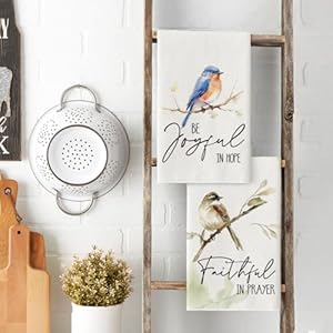 Artoid mode floral leaves branch bird kitchen towels dish towels 18×26 inch seasonal summer decoration hand towels set of 4  urban country home decor