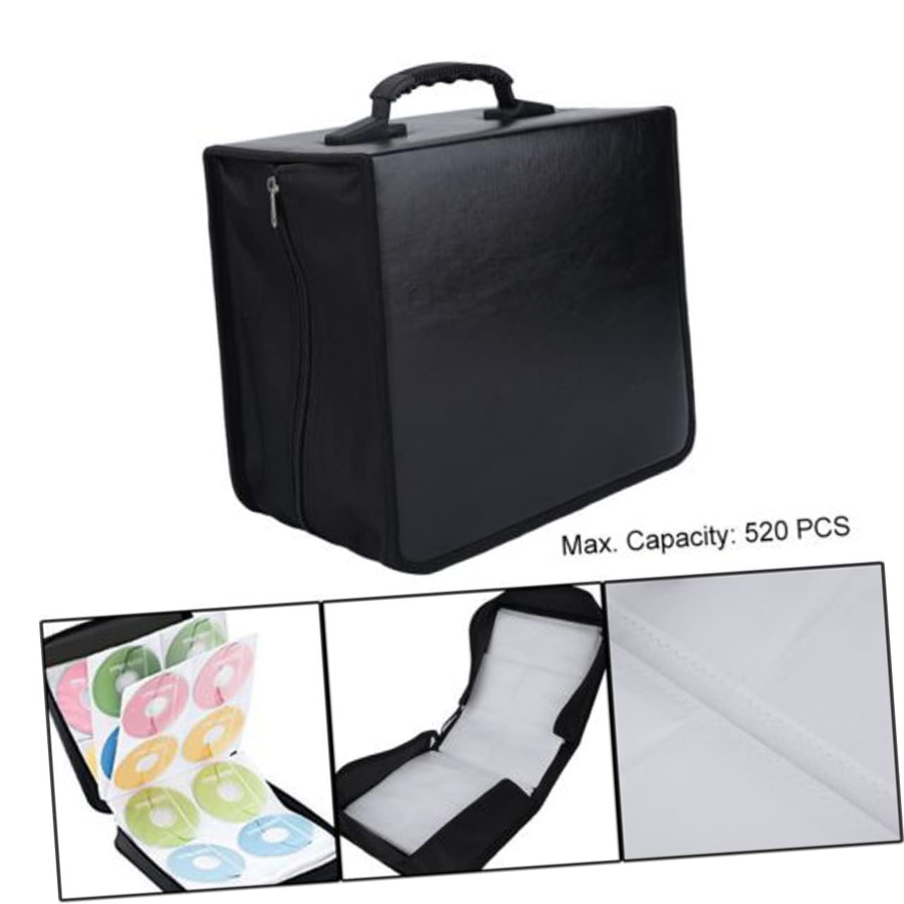 PRETYZOOM Custodia CD Portatile per 360 Dischi Nero Design Separato | Porta Cd Mobile, Album Organizzatore Media, Archiviazione Dvd, Sacchetti di Stoccaggio da Viaggio