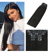 WindTouch Clip in Hair Extensions Real Human Hair Remy Human Hair Clip in Hair Extensions Black W...