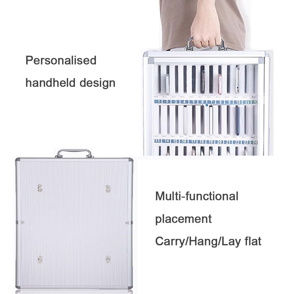 Handys Aufbewahrungsschrank 12-60 Fächer Handy-Schrank Klassenzimmer Tragbare Handy-Aufbewahrungsbox Wandmontage Büro Fitnessstudio Silber