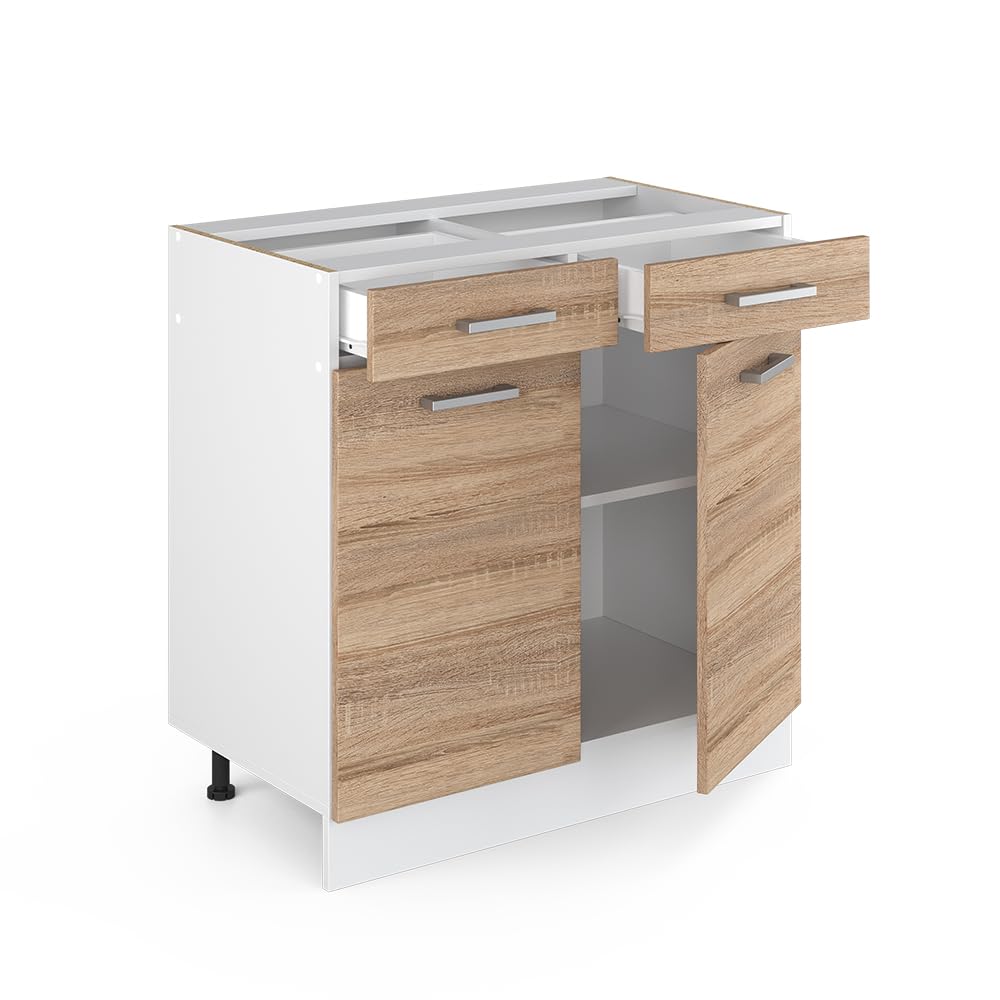 Vicco Mueble bajo de Cocina R-Line, Sonoma, 80 cm | sin encimera, para combinación libre dentro de sistemas de cocina modulares