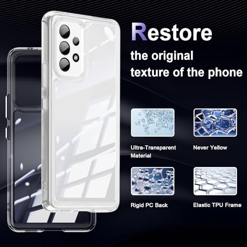 Image of Case for Samsung Galaxy A53, Military Grade Drop Protection Phone Case, Yellowing Resistant, Anti-Scratch Hard PC Back, Shockproof Hard Ultra-Thin Protective Cover, Clear
