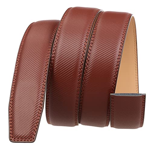 Men's Leather Ratchet Belt Strap Only 35mm 1 3/8,Leather Belt without Buckle (brown, UP TO Waist：44")2