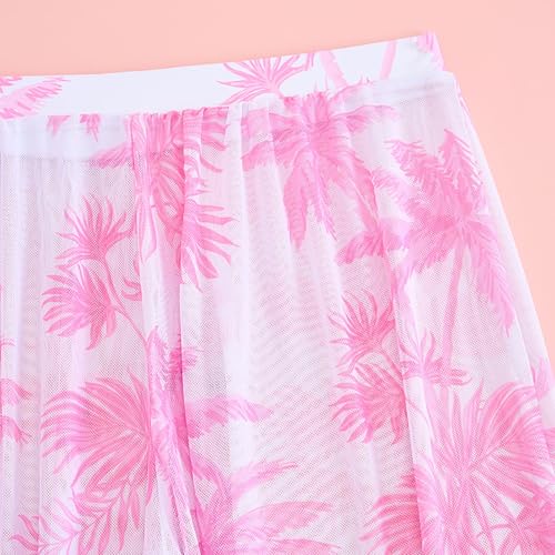 Girls 4 Piece 𝐇awaiian Tankini Sets Floral Bikini Swimwear & Sun 𝐏rotection Cover Up Crop Top & Pants Swimsuit2