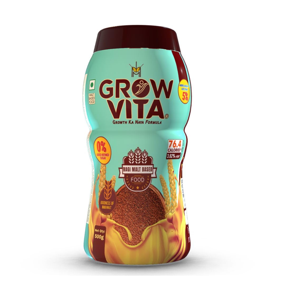 Nutritious Ragi Malt Milk Food Drink with Essential Vitamins & Minerals | Fibre‑Rich Energy Drink for Children & Adults | Made in India (500 g)