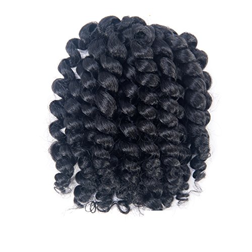 3 Packs 2X Ringlet Wand Curl Jamaican Bounce 8 inch Synthetic Crochet Hair Extensions Havana Mambo Twist Braiding Hair 20 Roots (#1B)
