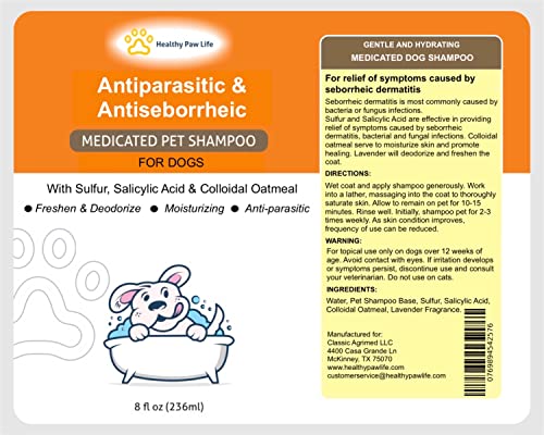 Healthy Paw Life Antiparasitic & Antiseborrheic Dog Shampoo (8 Fl Oz) #TOP5