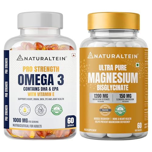 Naturaltein Omega 3 Fish Oil 1000mg (60 Softgels) + Naturaltein Magnesium Glycinate 1200mg 60 Tablets | Heart Health, Brain Support, Muscle Relaxation & Sleep Support Combo-image-10