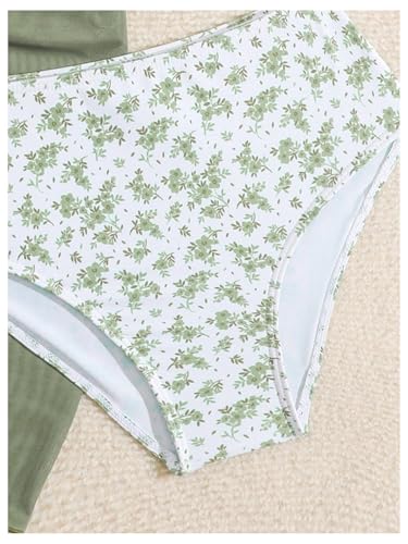 Image of Milumia Girl's 3 Piece Bikni Set Ditsy Floral Halter Swimsuit with Cover Up Skirts