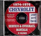 1974 1975 1976 CHEVROLET LIGHT DUTY TRUCK & PICKUP FACTORY REPAIR SHOP & SERVICE MANUAL Covers model numbers C10, C20, C30, K5, K10, K20, K30, G10, G20, G30, P10, P20, and P30. Covers Chevy motorhome chassis CHEVY 76