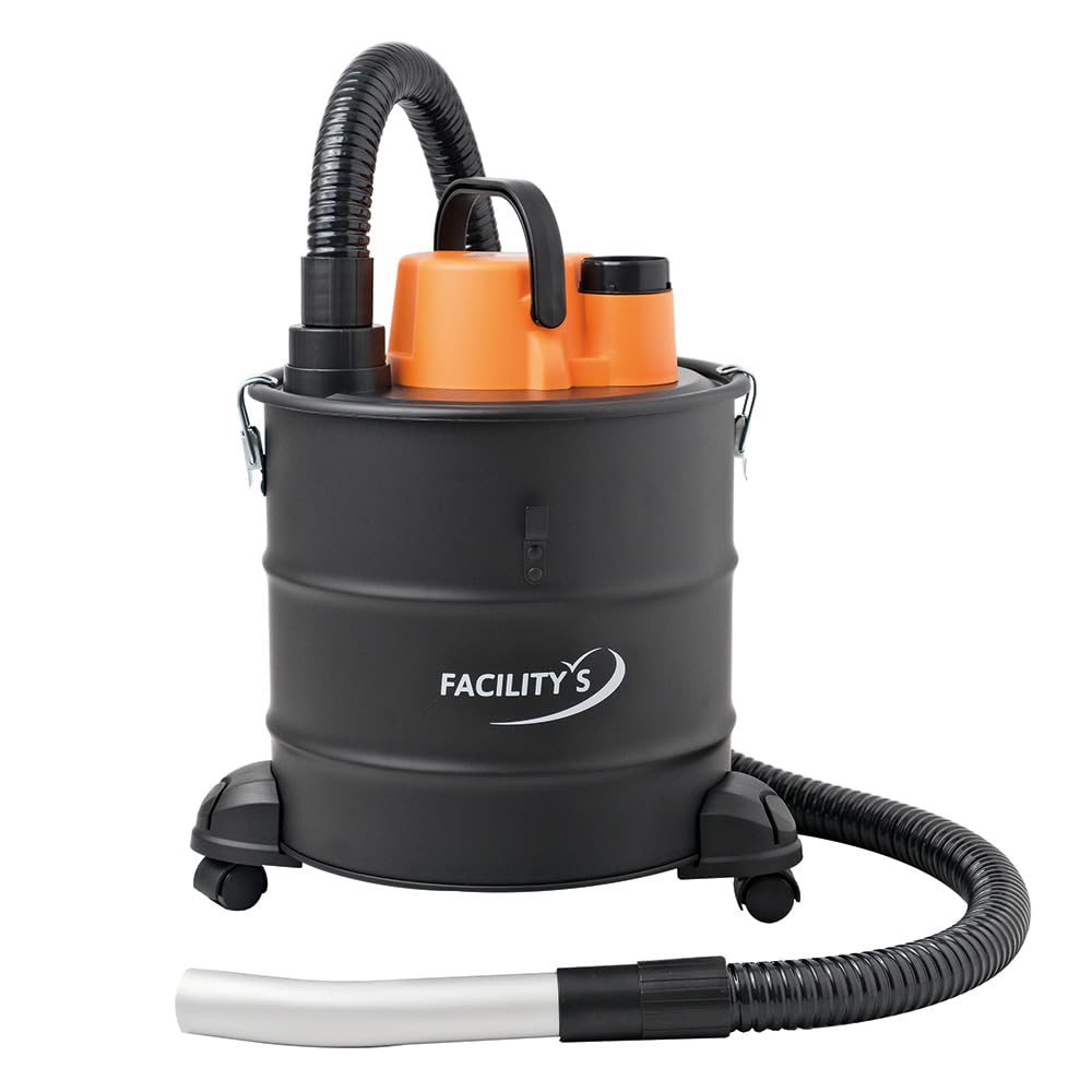 FACILITYS Aspiradora de Cenizas Calientes 1200W 18L de Metal - Aspiradora para Estufa de pellets y Chimenea, hasta 60°C con Función Soplado, Filtro HEPA Lavable