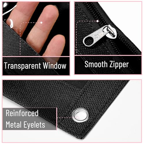 Image of Mr. Pen- Pencil Pouch for 3 Ring Binder, 2 Pack, 10 inchx6.75 inch, Smooth Zipper | Clear Window, Large Capacity Pencil Case with 3 Reinforced Grommets for School, Office, Supplies Storage | Clear Window, Large Capacity Pencil Case with 3 Reinforced Grommets for School, Office, Supplies Storage