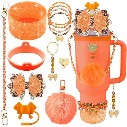 Hpebl 11PCS Bow Accessories for Stanley Cup Tumbler 30 40oz,Orange - image 1