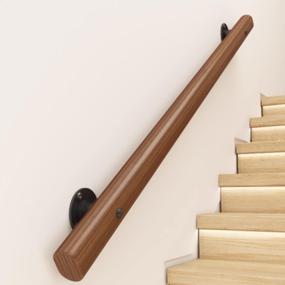 Main courante escalier bois 6m à poignée de sécurité ergonomique antidérapante