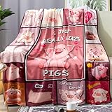 Zevrez Pig Blanket Super Soft Pink Pigs Blankets for Girls Cute Piggy Gift for Kids and Adults Pig Gifts for Girl Couch Bed Sofa Deco Blanket (Cute Pig, 48'x60')